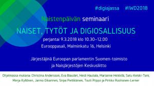 2018 naiset, tytot ja digiosallisuus, 9.3.2018